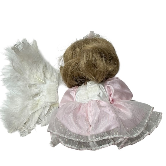 Geppeddo Vintage Porcelain Angel Doll Detachable Wings Pink Satin Dress 8” - Picture 11 of 16